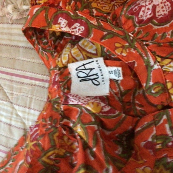 Anthropologie dRA Los Angeles Orange Floral Print Cottage Core Cotton Dress S - Picture 9 of 10